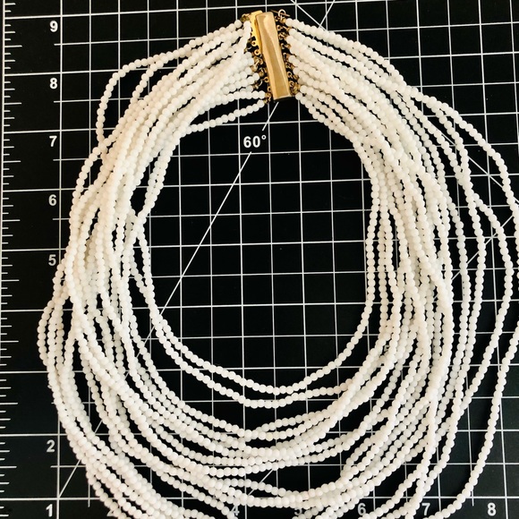 Vintage RARE Signed LES BERNARD White Runway Necklace - Picture 9 of 17